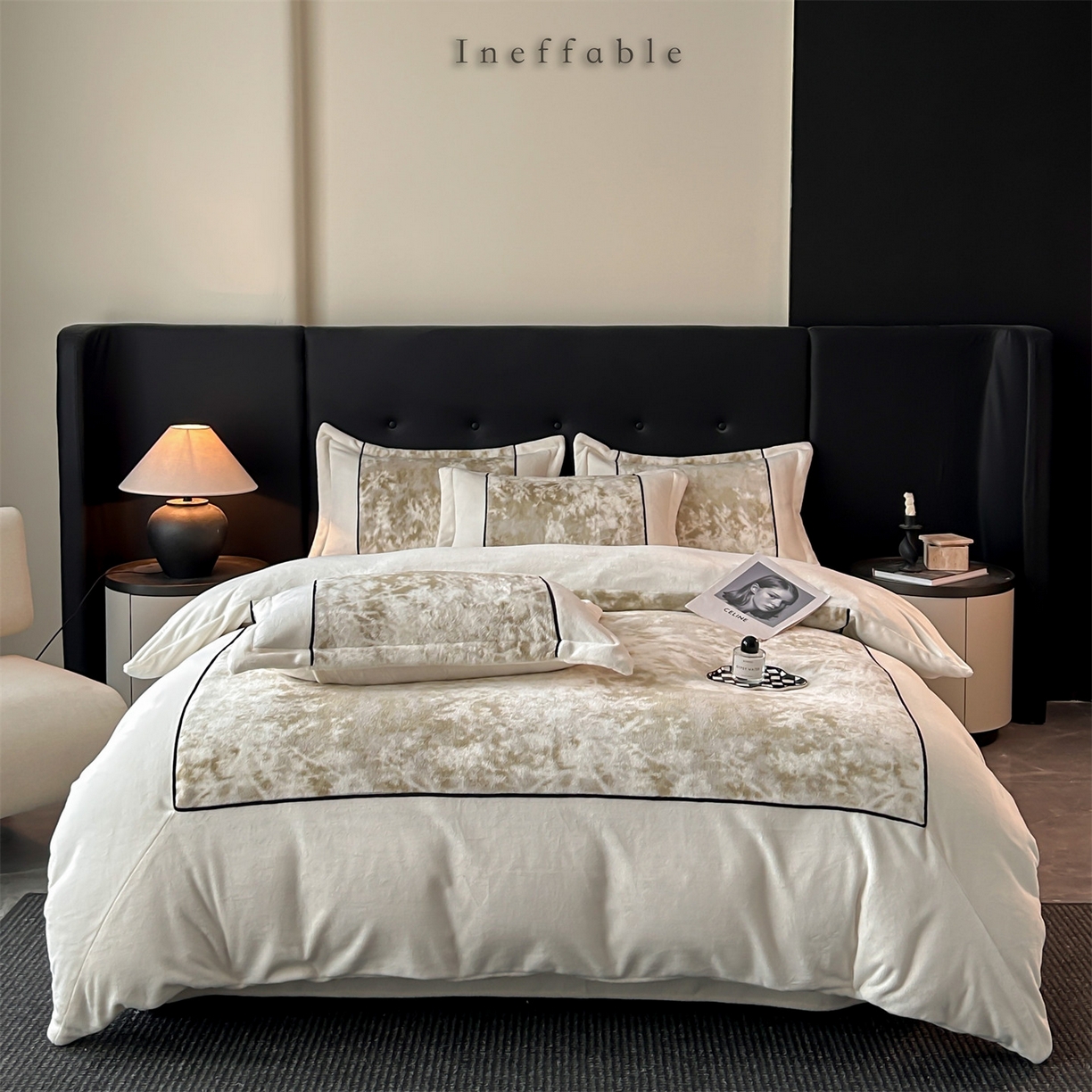 91家纺网 家纺一手货源 找家纺 （总）奥裕家纺 2025新款拼角款雪貂绒四件套-维纳斯