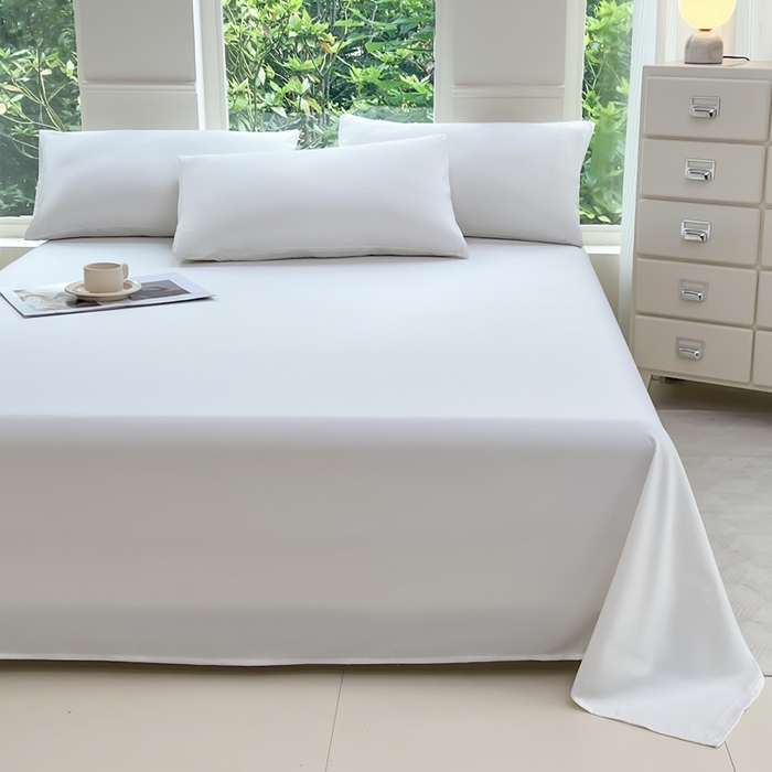 91家纺网 家纺一手货源 找家纺 汣沐生活 2025新款A类亲肤柔软床单 白