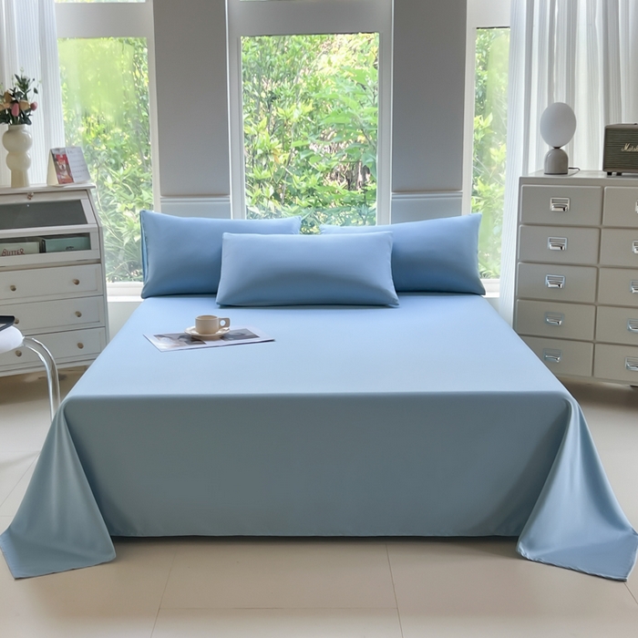 91家纺网 家纺一手货源 找家纺 汣沐生活 2025新款A类亲肤柔软床单 蓝