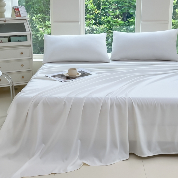 91家纺网 家纺一手货源 找家纺 汣沐生活 2025新款A类亲肤柔软床单 白