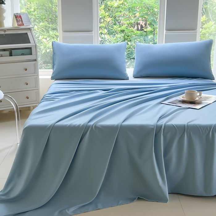 91家纺网 家纺一手货源 找家纺 汣沐生活 2025新款A类亲肤柔软床单 蓝