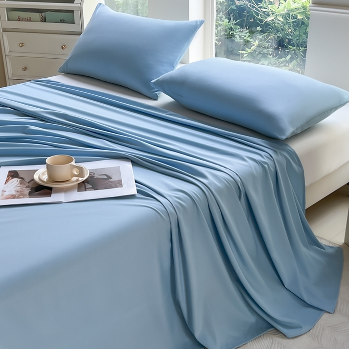 91家纺网 家纺一手货源 找家纺 汣沐生活 2025新款A类亲肤柔软床单 蓝