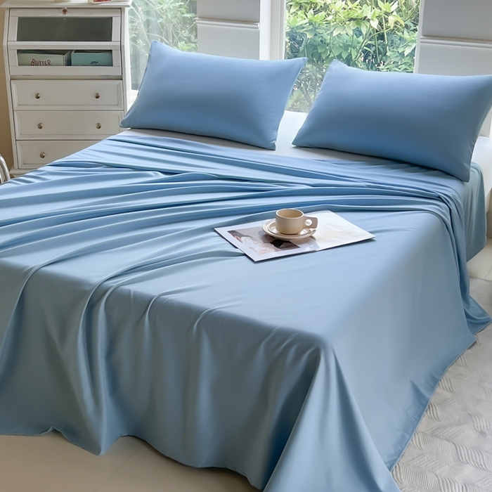 91家纺网 家纺一手货源 找家纺 汣沐生活 2025新款A类亲肤柔软床单 蓝