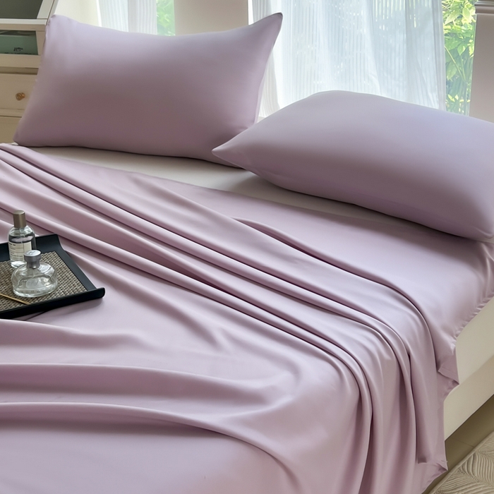 91家纺网 家纺一手货源 找家纺 汣沐生活 2025新款A类亲肤柔软床单 浅紫