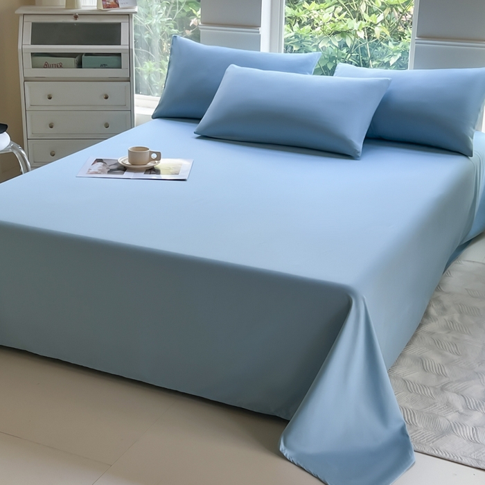 91家纺网 家纺一手货源 找家纺 汣沐生活 2025新款A类亲肤柔软床单 蓝