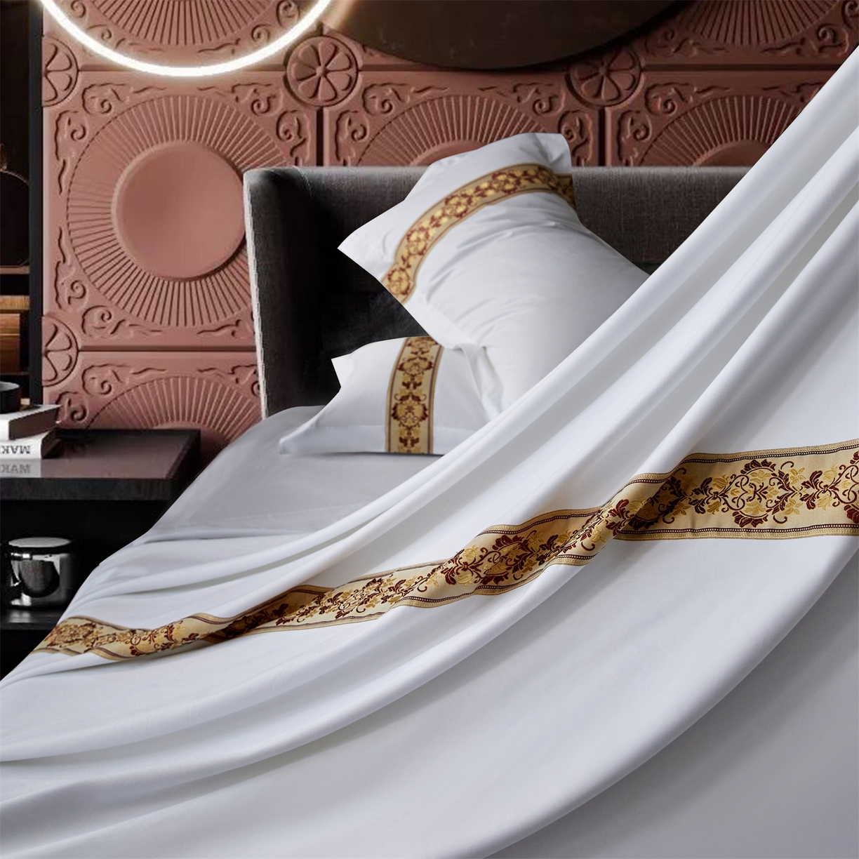 91家纺网 家纺一手货源 找家纺 （总）罗菲尼酒店用品 2025新款高仿棉织带款酒店宾馆四件套