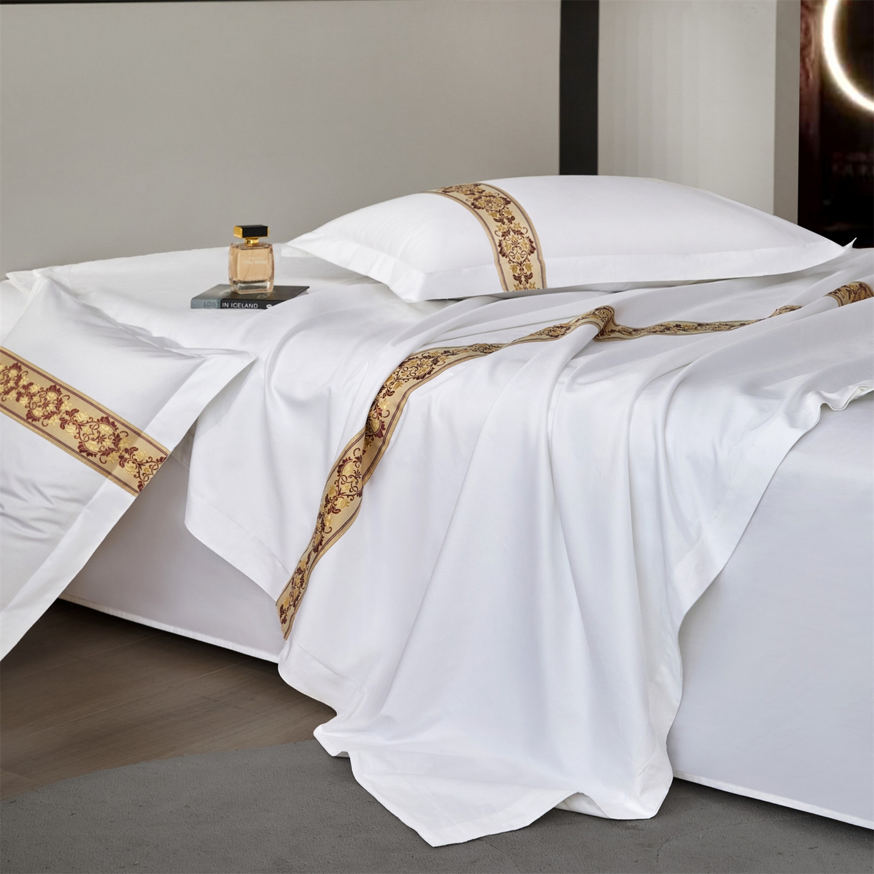 91家纺网 家纺一手货源 找家纺 （总）罗菲尼酒店用品 2025新款高仿棉织带款酒店宾馆四件套