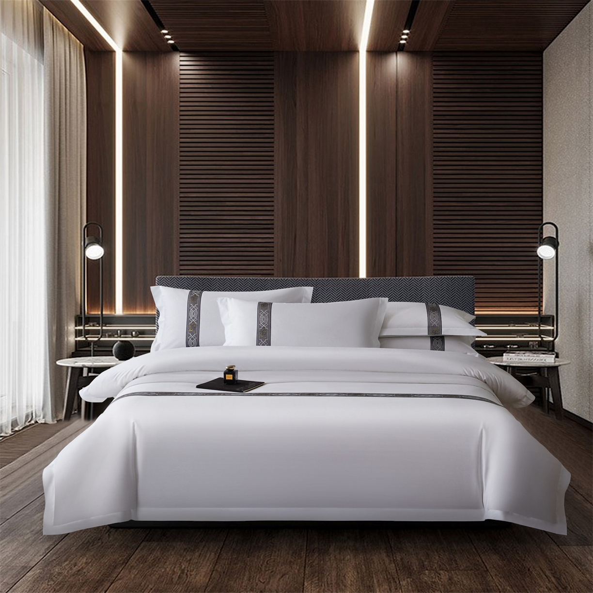 91家纺网 家纺一手货源 找家纺 （总）罗菲尼酒店用品 2025新款高仿棉织带款酒店宾馆四件套