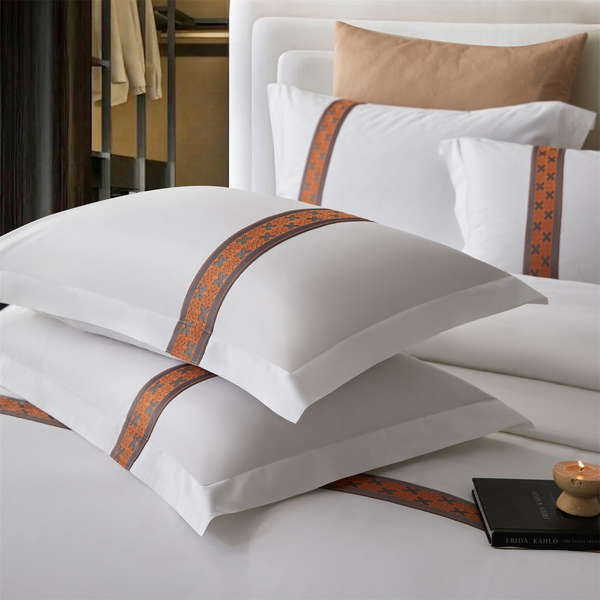 91家纺网 家纺一手货源 找家纺 罗菲尼酒店用品 2025新款高仿棉织带款酒店宾馆四件套 万里