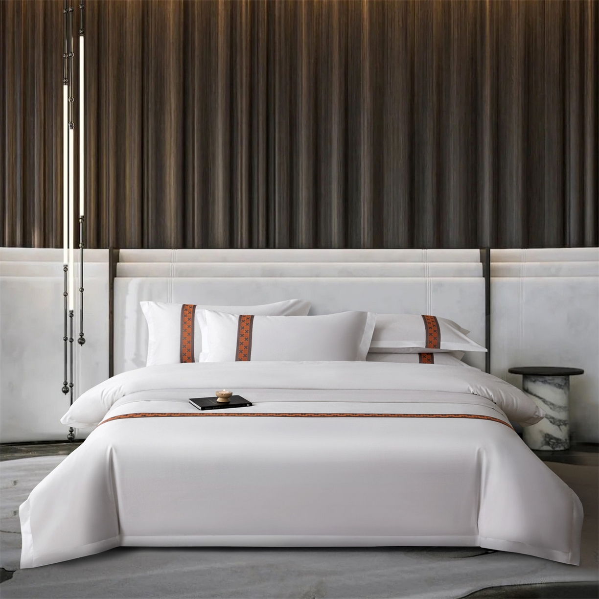 罗菲尼酒店用品 2025新款高仿棉织带款酒店宾馆四件套 万里