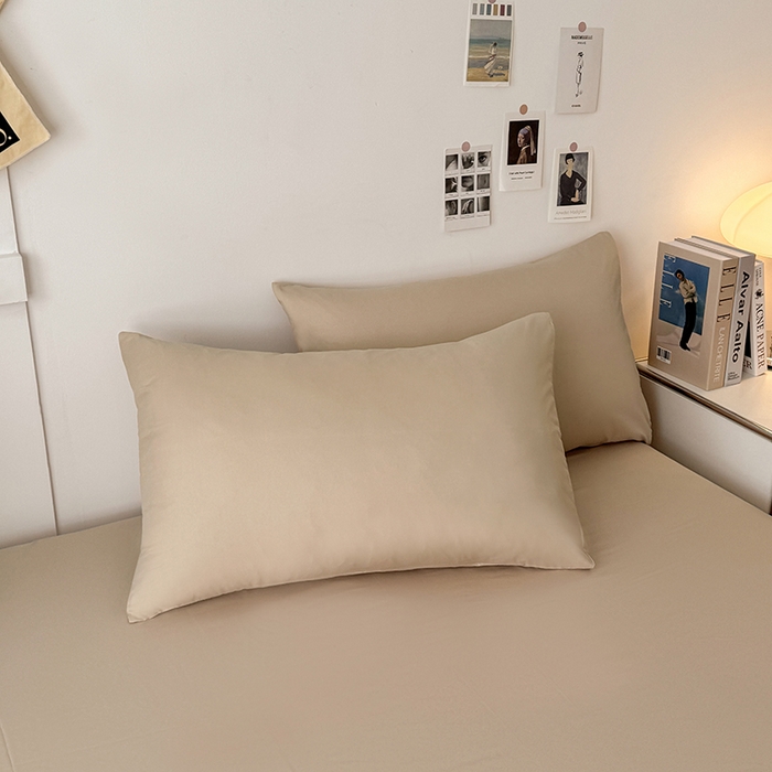 91家纺网 家纺一手货源 找家纺 汣沐生活 2025新款化纤纯色四件套系列 拿铁卡其