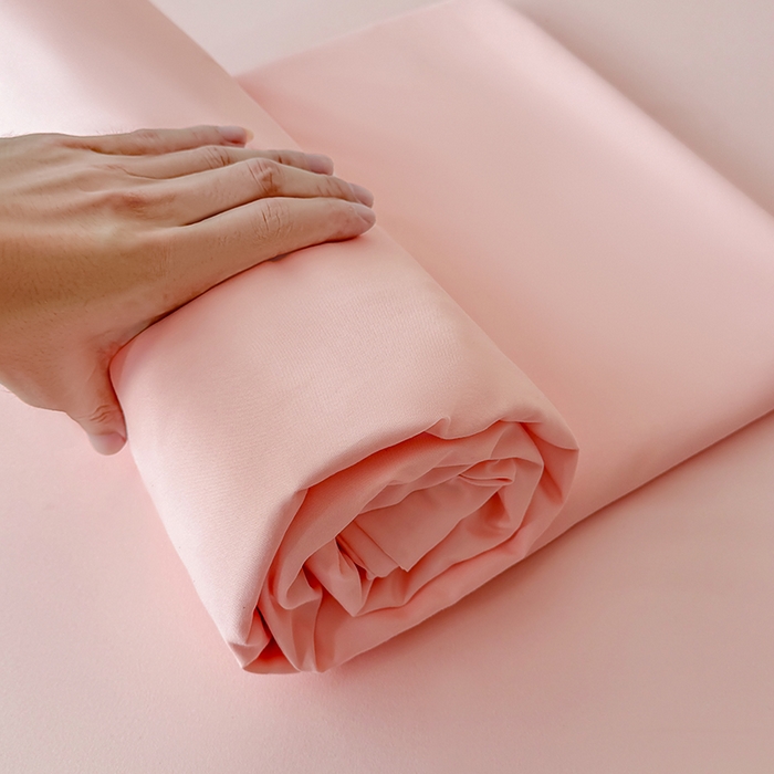 91家纺网 家纺一手货源 找家纺 汣沐生活 2025新款化纤纯色四件套系列 蜜桃奶油