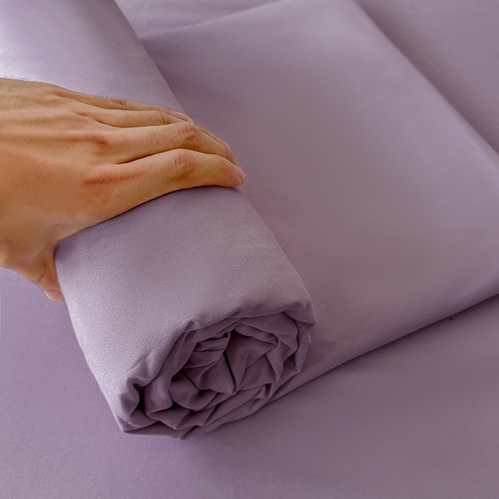 91家纺网 家纺一手货源 找家纺 汣沐生活 2025新款化纤纯色四件套系列 薰衣草紫