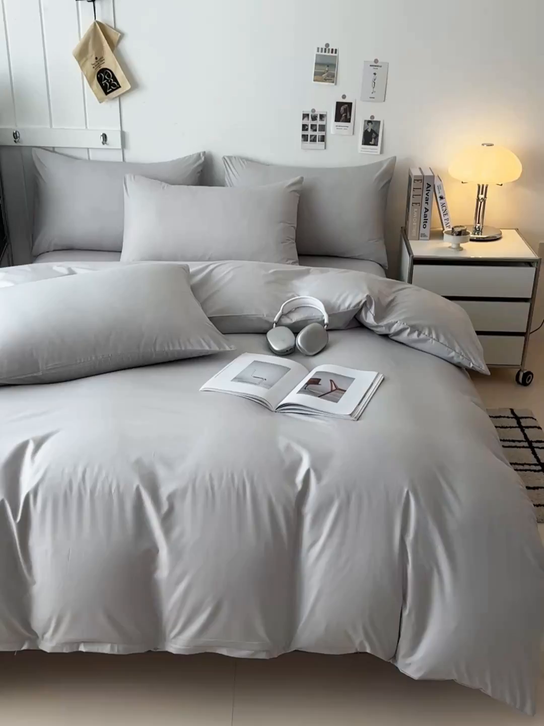 91家纺网 家纺一手货源 找家纺 汣沐生活 2025新款化纤纯色四件套系列 岩石灰