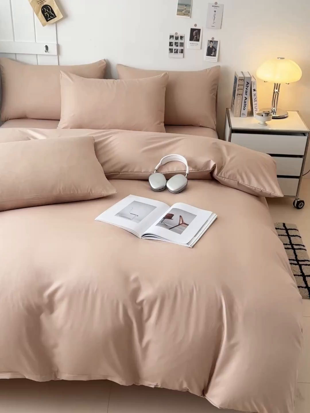 91家纺网 家纺一手货源 找家纺 汣沐生活 2025新款化纤纯色四件套系列 拿铁卡其