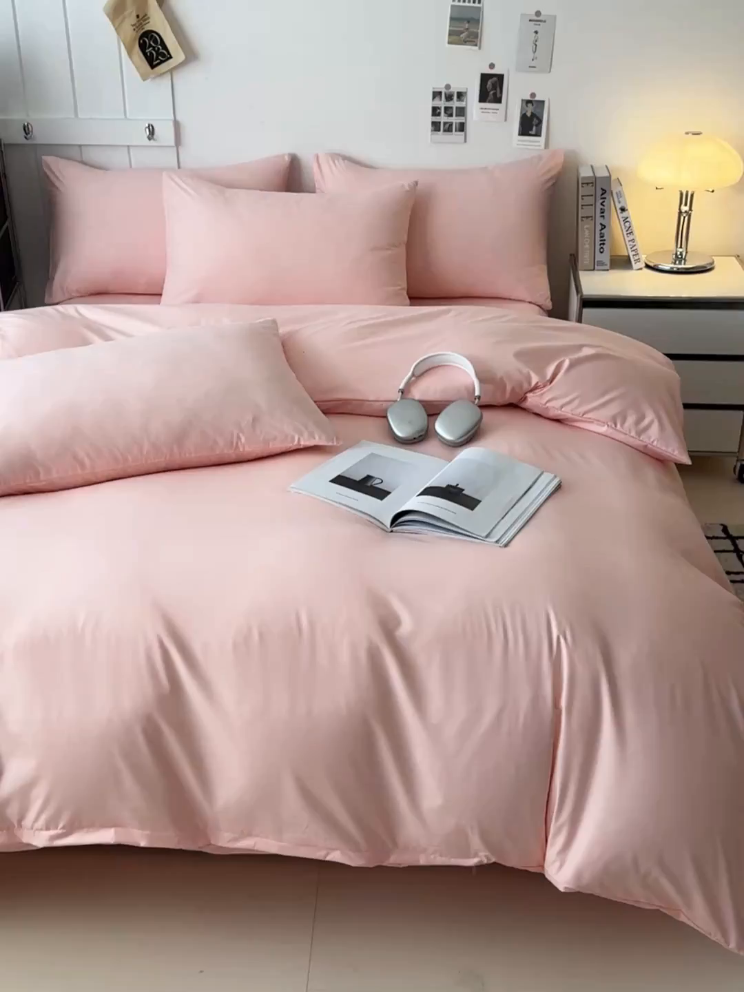 91家纺网 家纺一手货源 找家纺 汣沐生活 2025新款化纤纯色四件套系列 蜜桃奶油