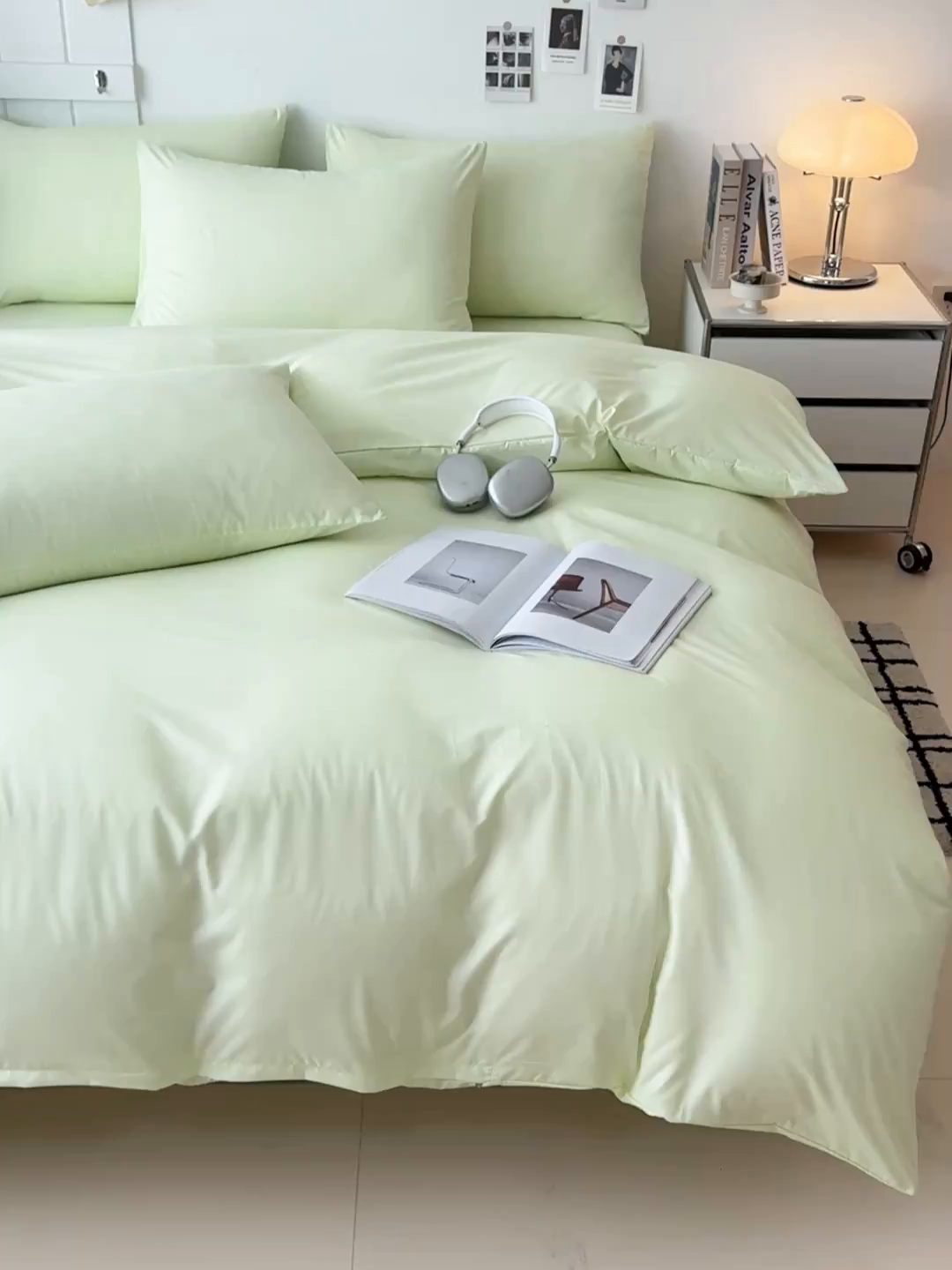 91家纺网 家纺一手货源 找家纺 汣沐生活 2025新款化纤纯色四件套系列 薄荷抹茶