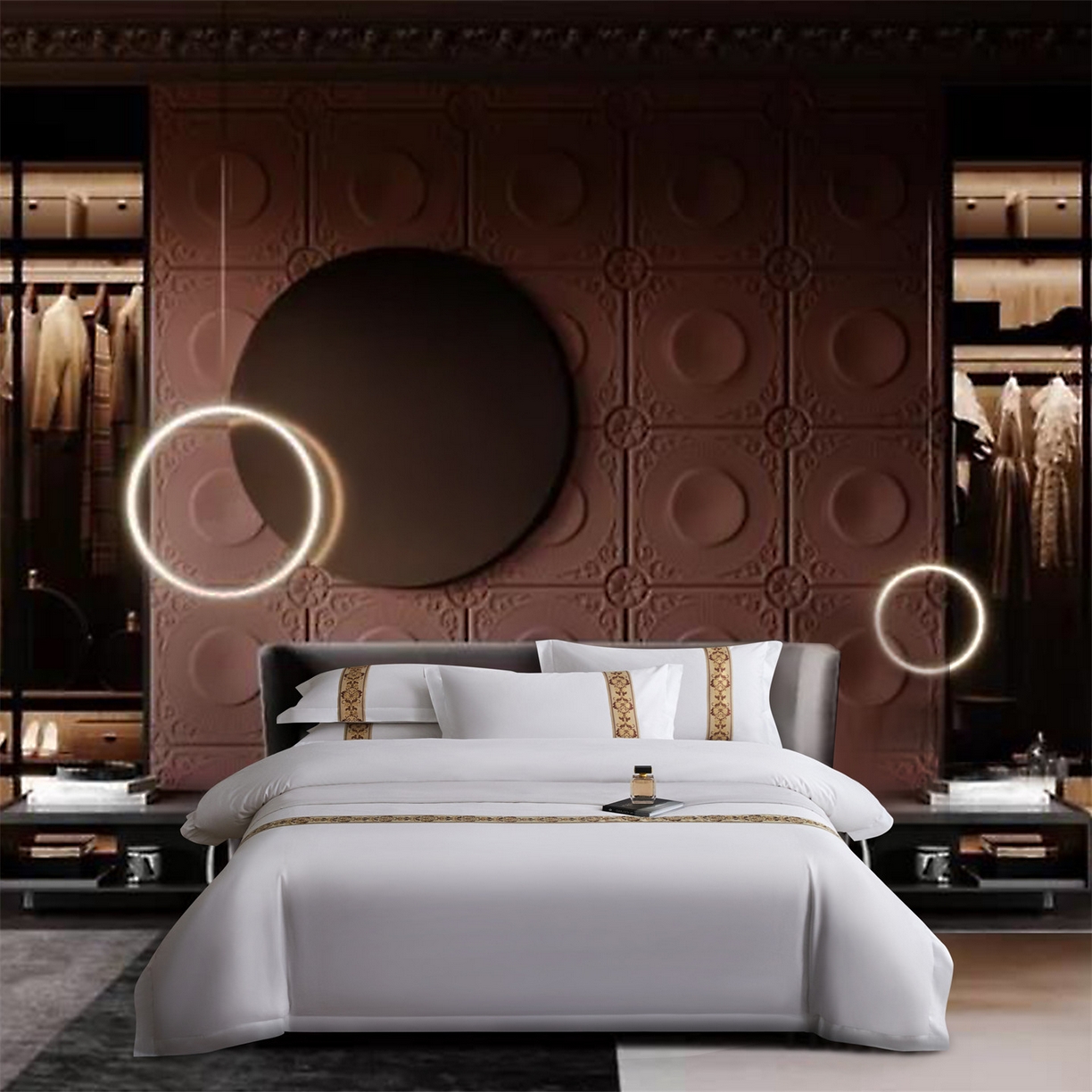 91家纺网 家纺一手货源 找家纺 （总）罗菲尼酒店用品 2025新款高仿棉织带款酒店宾馆四件套