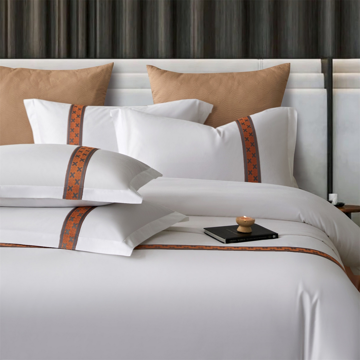 91家纺网 家纺一手货源 找家纺 罗菲尼酒店用品 2025新款高仿棉织带款酒店宾馆四件套 万里