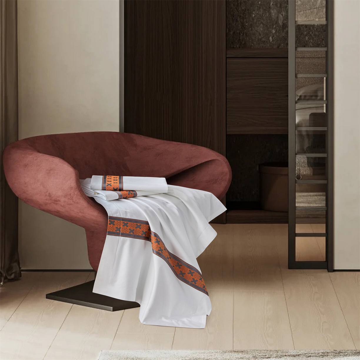 91家纺网 家纺一手货源 找家纺 罗菲尼酒店用品 2025新款高仿棉织带款酒店宾馆四件套 万里