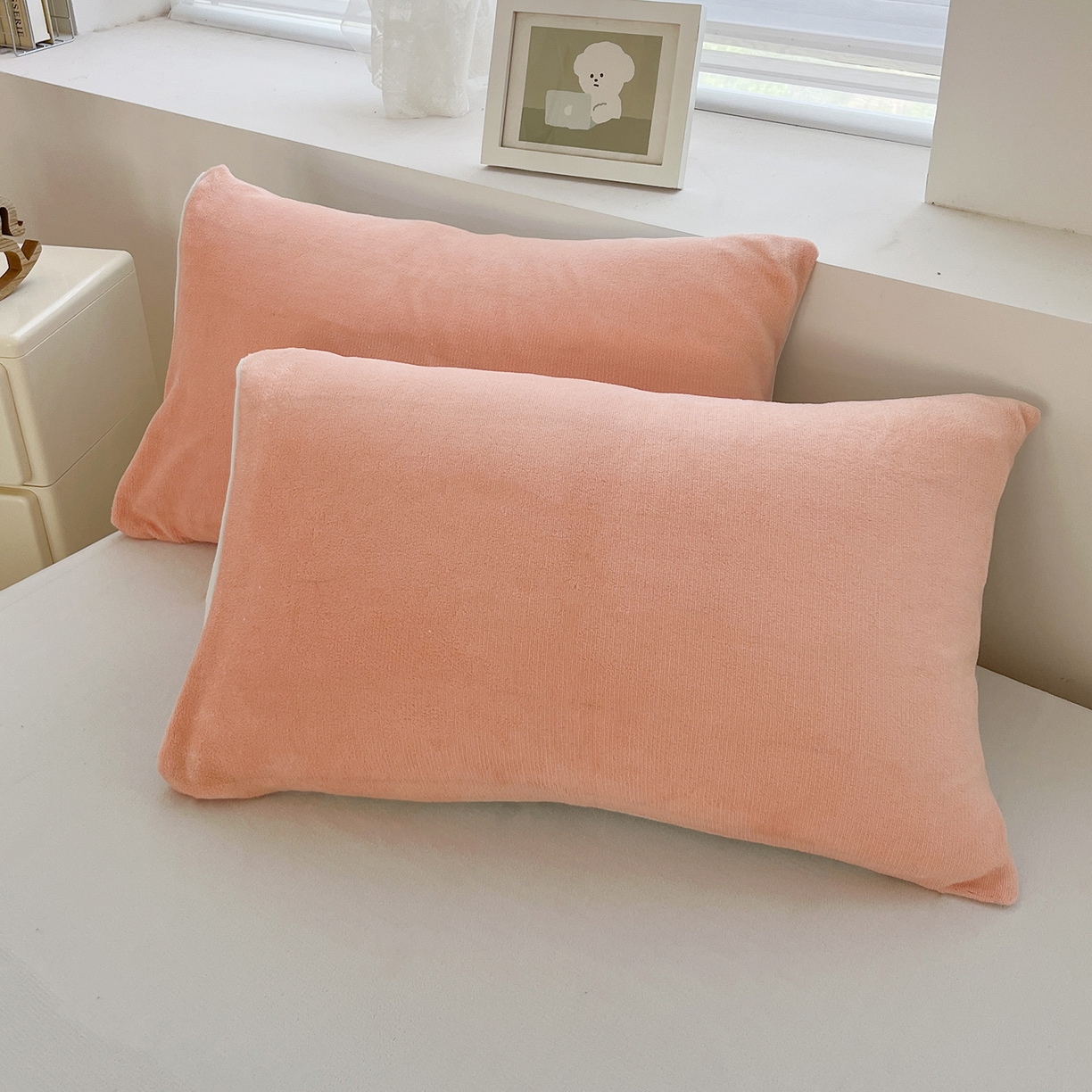 91家纺网 家纺一手货源 找家纺 汣沐生活 2025新款牛奶绒双拼四件套系列 橘调芋泥