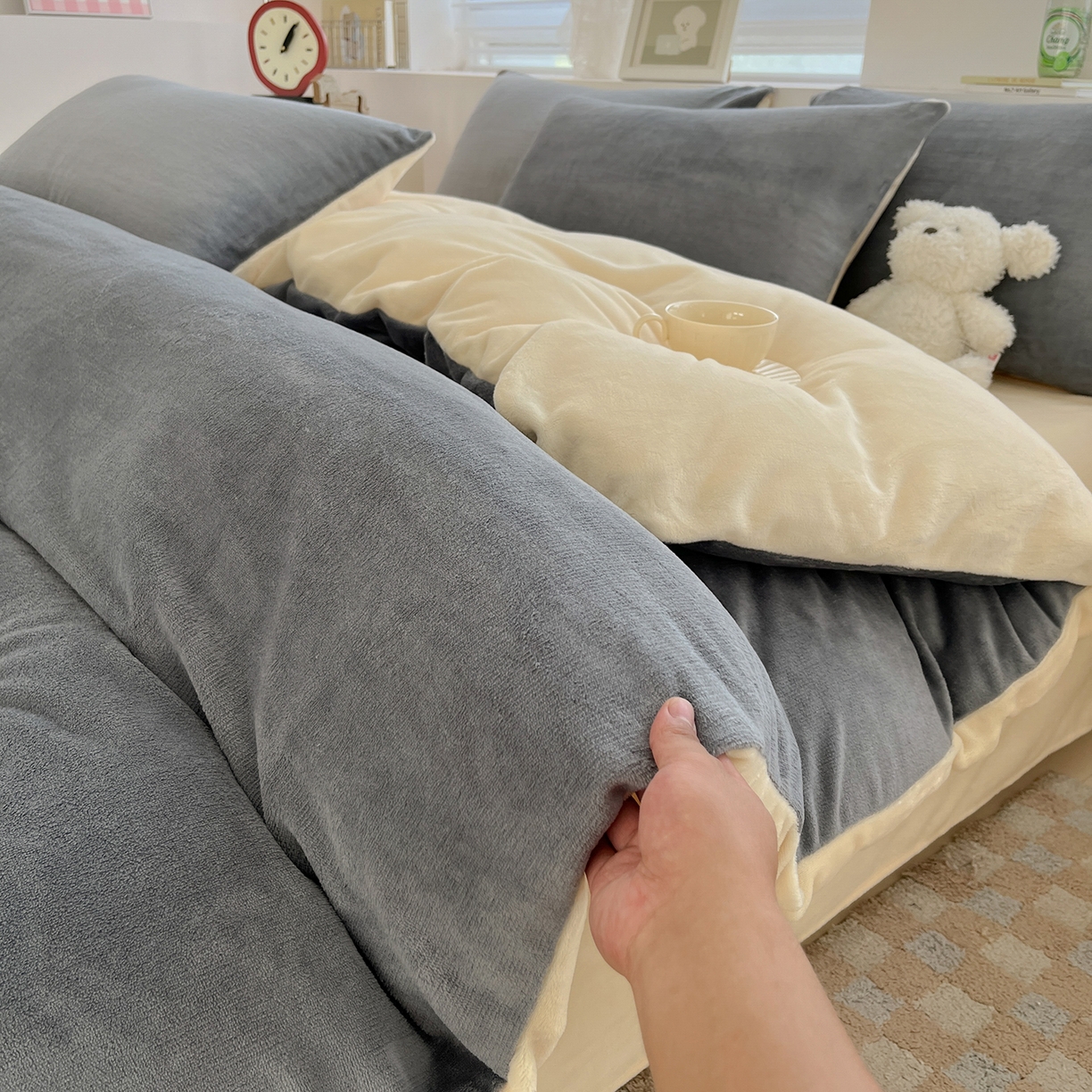 91家纺网 家纺一手货源 找家纺 （总）汣沐生活 2025新款牛奶绒双拼四件套系列