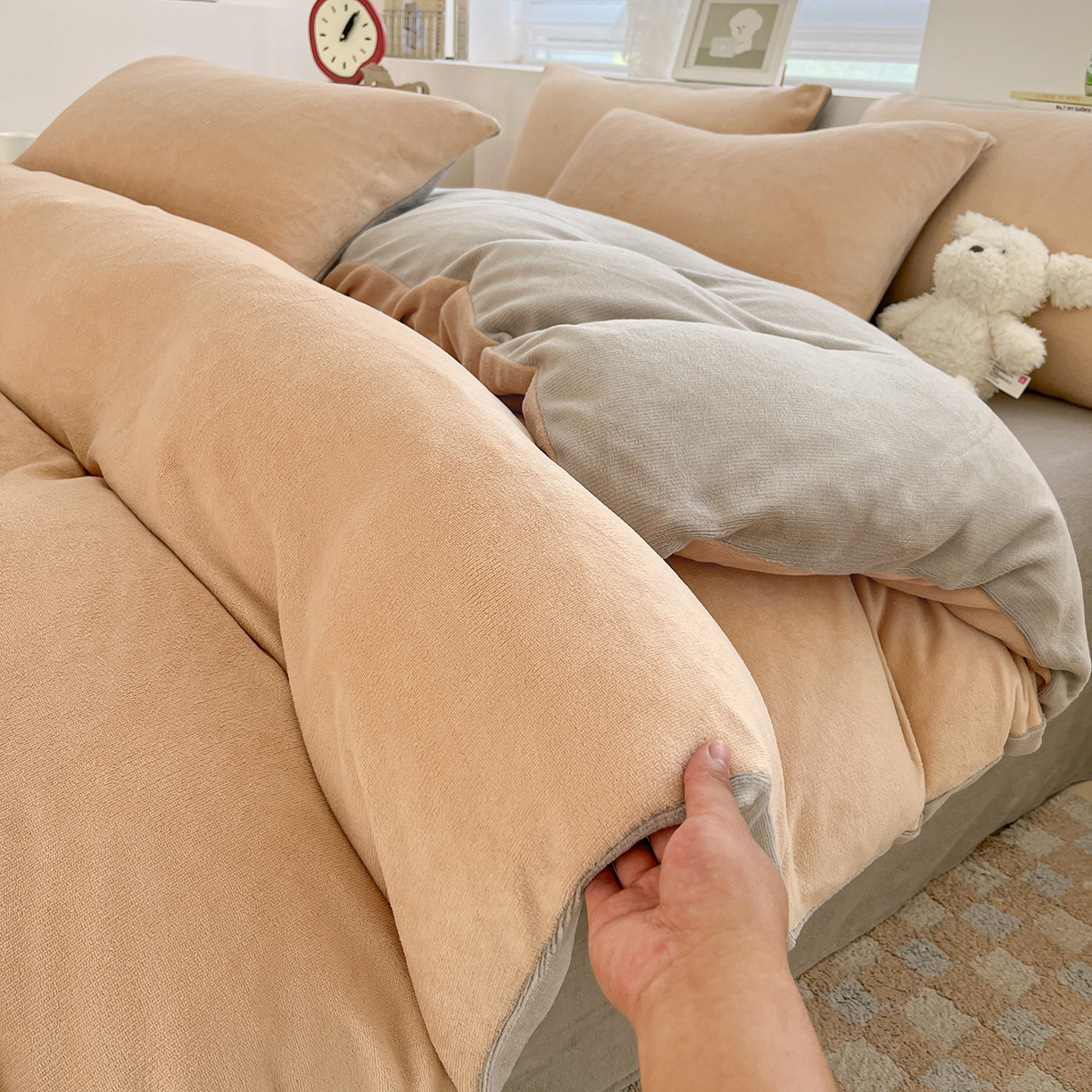 91家纺网 家纺一手货源 找家纺 （总）汣沐生活 2025新款牛奶绒双拼四件套系列