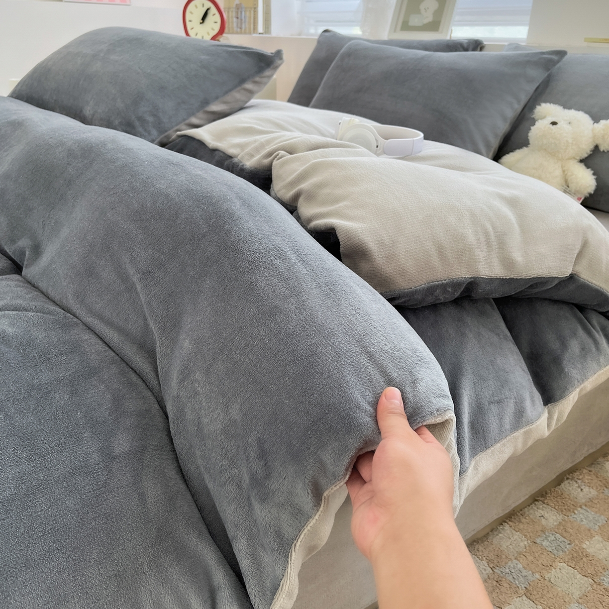 91家纺网 家纺一手货源 找家纺 （总）汣沐生活 2025新款牛奶绒双拼四件套系列