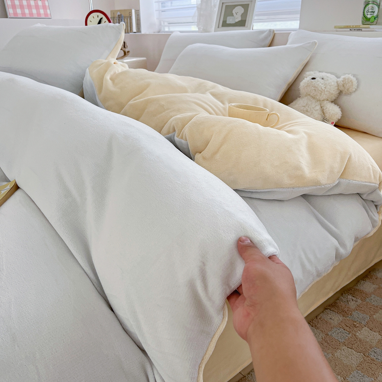 91家纺网 家纺一手货源 找家纺 （总）汣沐生活 2025新款牛奶绒双拼四件套系列