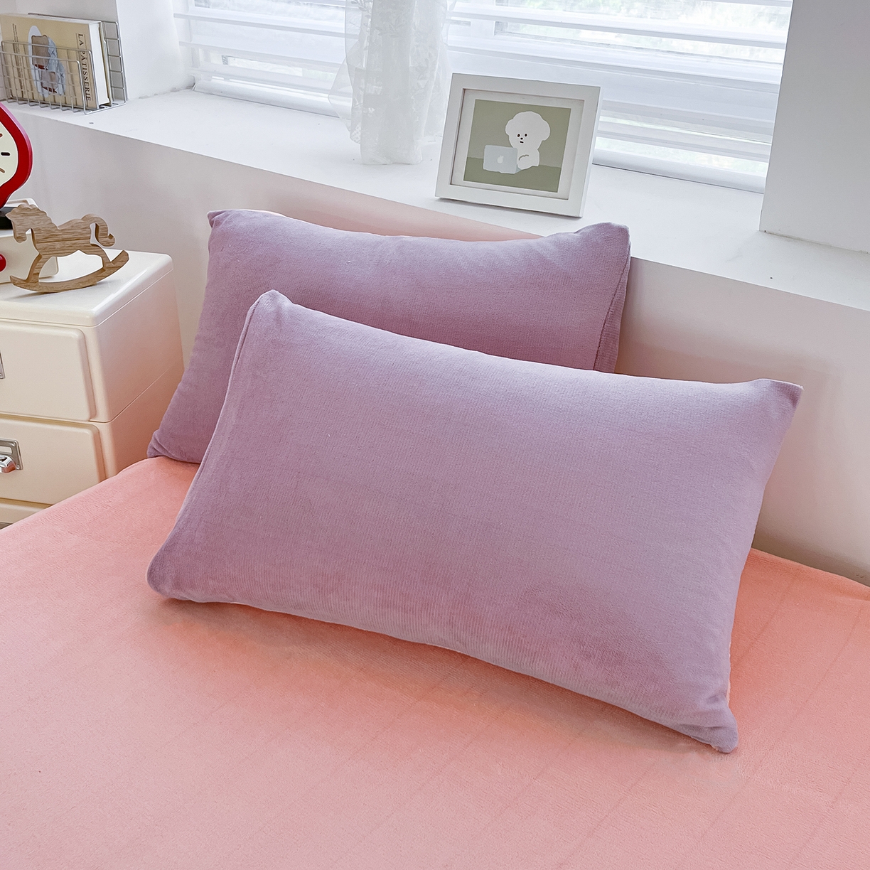 91家纺网 家纺一手货源 找家纺 汣沐生活 2025新款牛奶绒双拼四件套系列 紫莓甜梦