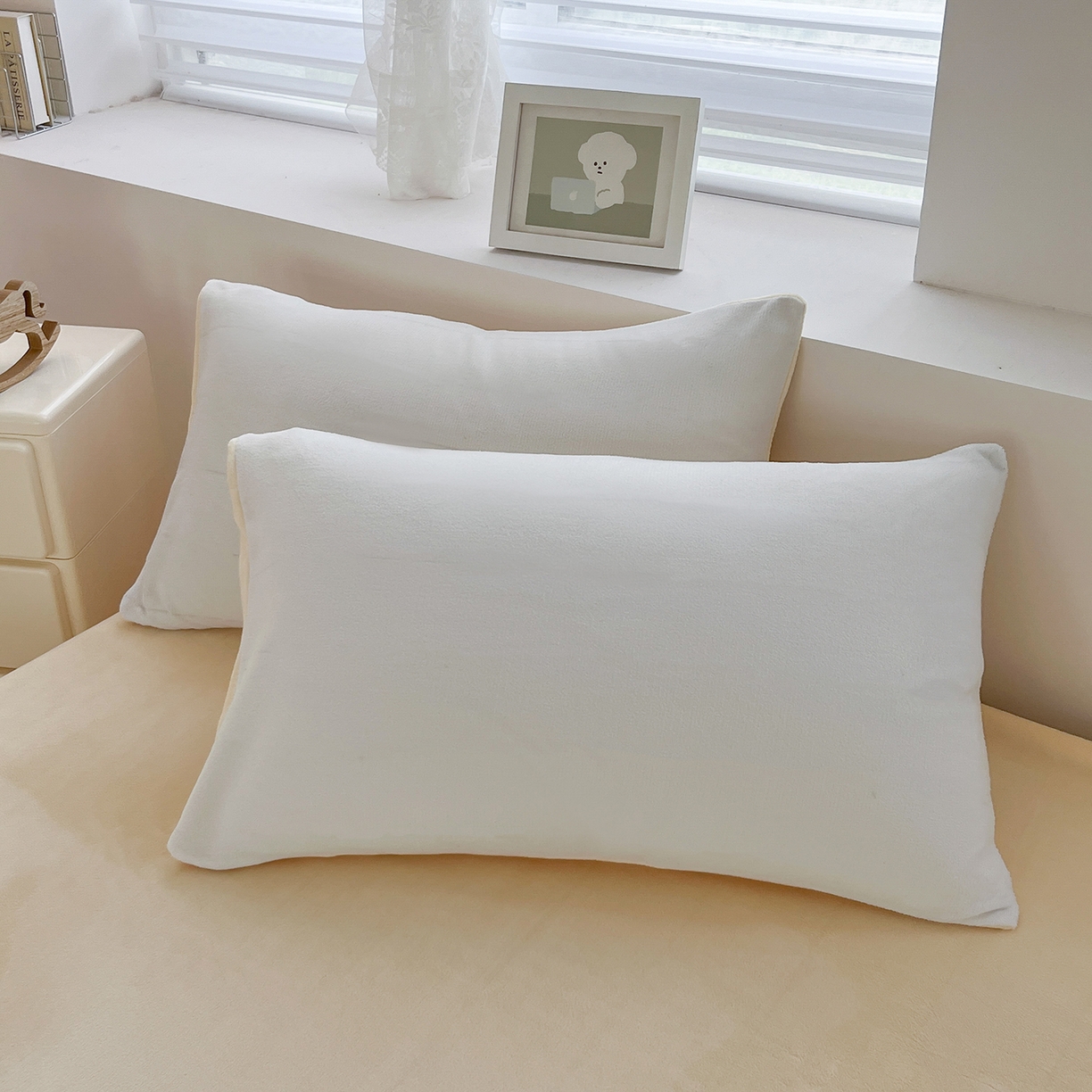 91家纺网 家纺一手货源 找家纺 汣沐生活 2025新款牛奶绒双拼四件套系列 海盐芝士