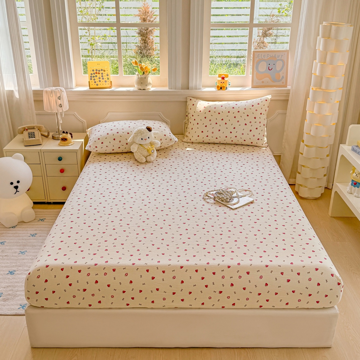 91家纺网 家纺一手货源 找家纺 （总）汣沐生活 2025新款A类木棉双层纱印花床笠