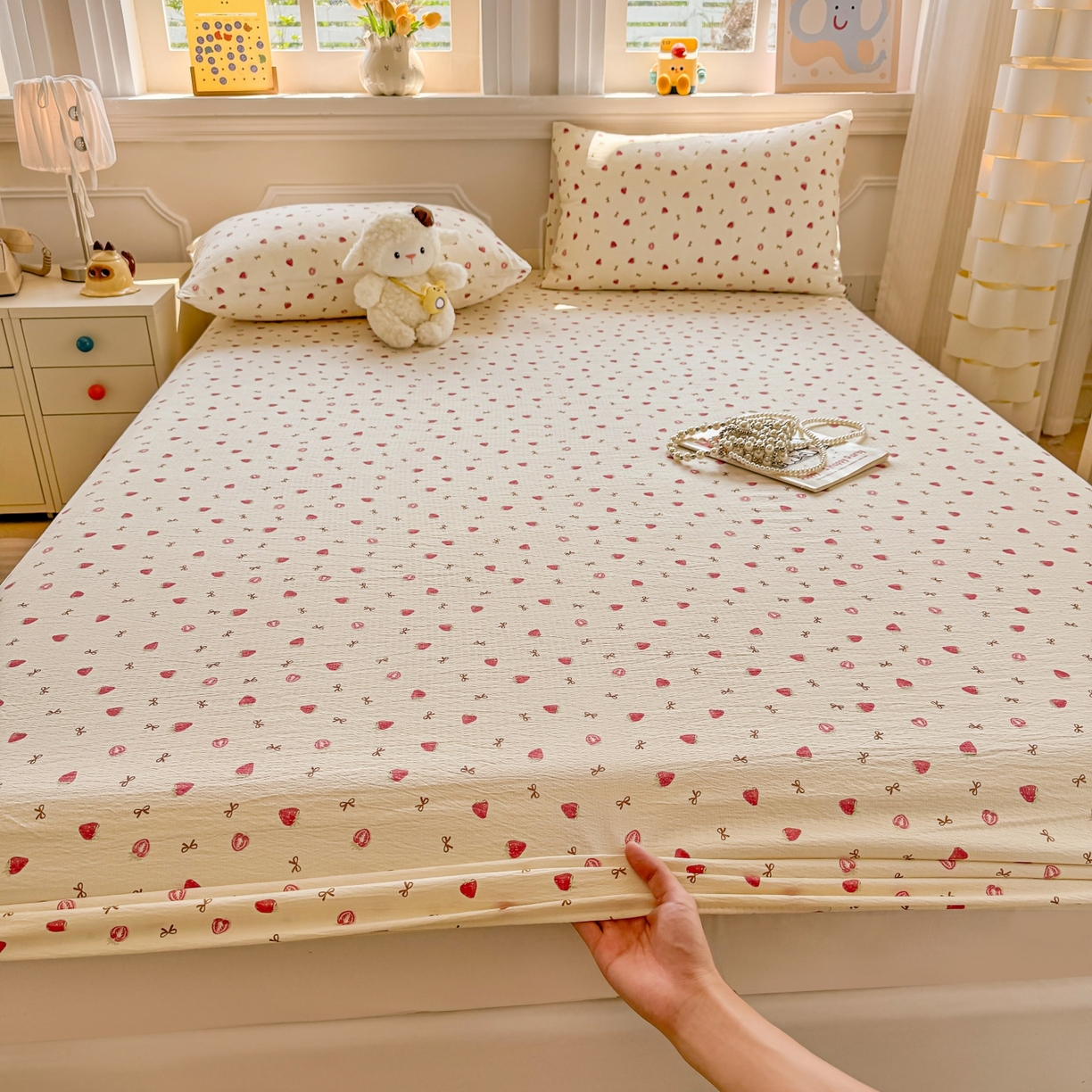 91家纺网 家纺一手货源 找家纺 （总）汣沐生活 2025新款A类木棉双层纱印花床笠