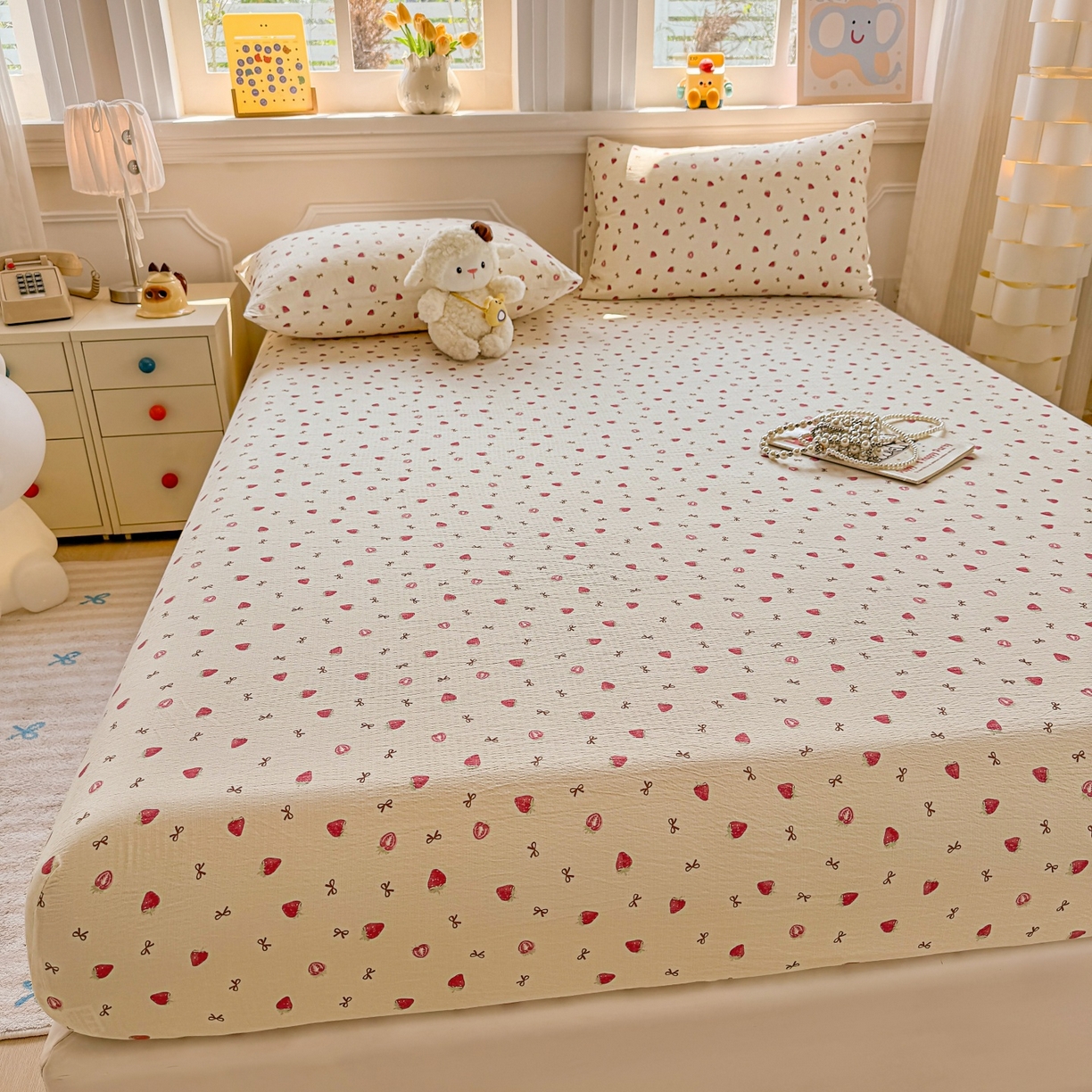 91家纺网 家纺一手货源 找家纺 （总）汣沐生活 2025新款A类木棉双层纱印花床笠