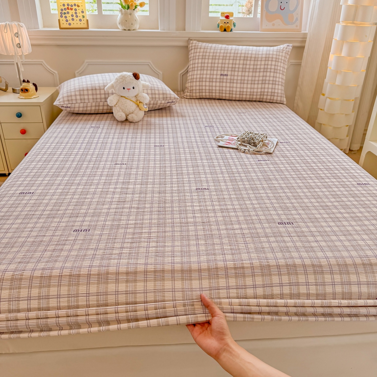 91家纺网 家纺一手货源 找家纺 （总）汣沐生活 2025新款A类木棉双层纱印花床笠