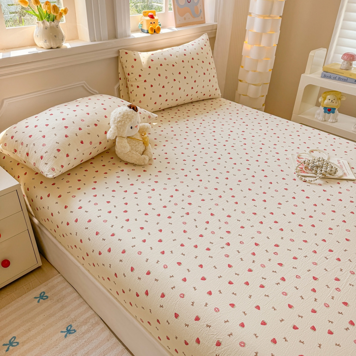 91家纺网 家纺一手货源 找家纺 （总）汣沐生活 2025新款A类木棉双层纱印花床笠