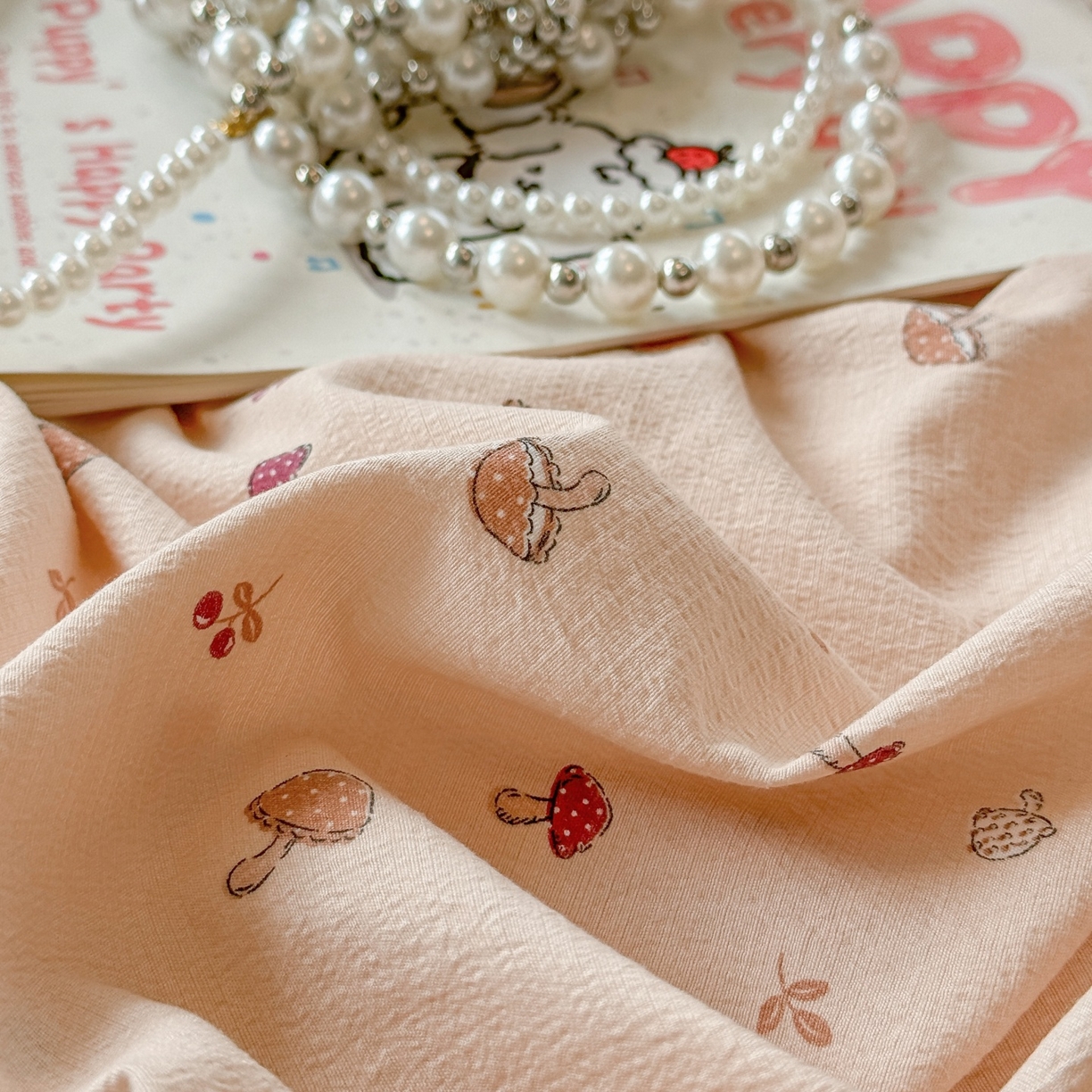 91家纺网 家纺一手货源 找家纺 汣沐生活 2025新款A类木棉双层纱印花床笠 焦糖奶蘑