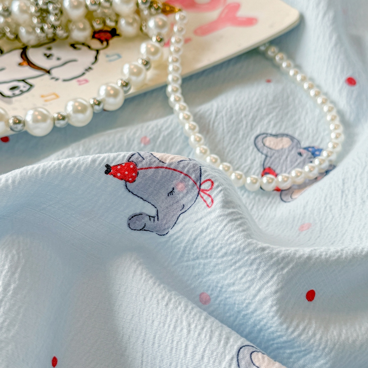 91家纺网 家纺一手货源 找家纺 汣沐生活 2025新款A类木棉双层纱印花床笠 蔚蓝梦象