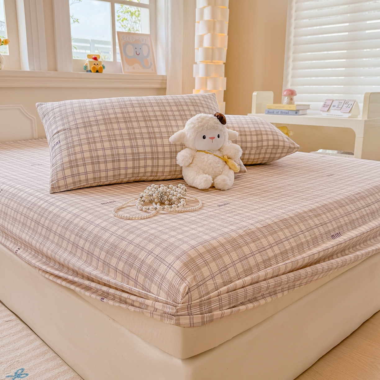 91家纺网 家纺一手货源 找家纺 汣沐生活 2025新款A类木棉双层纱印花床笠 嘉柏丽尔梦境