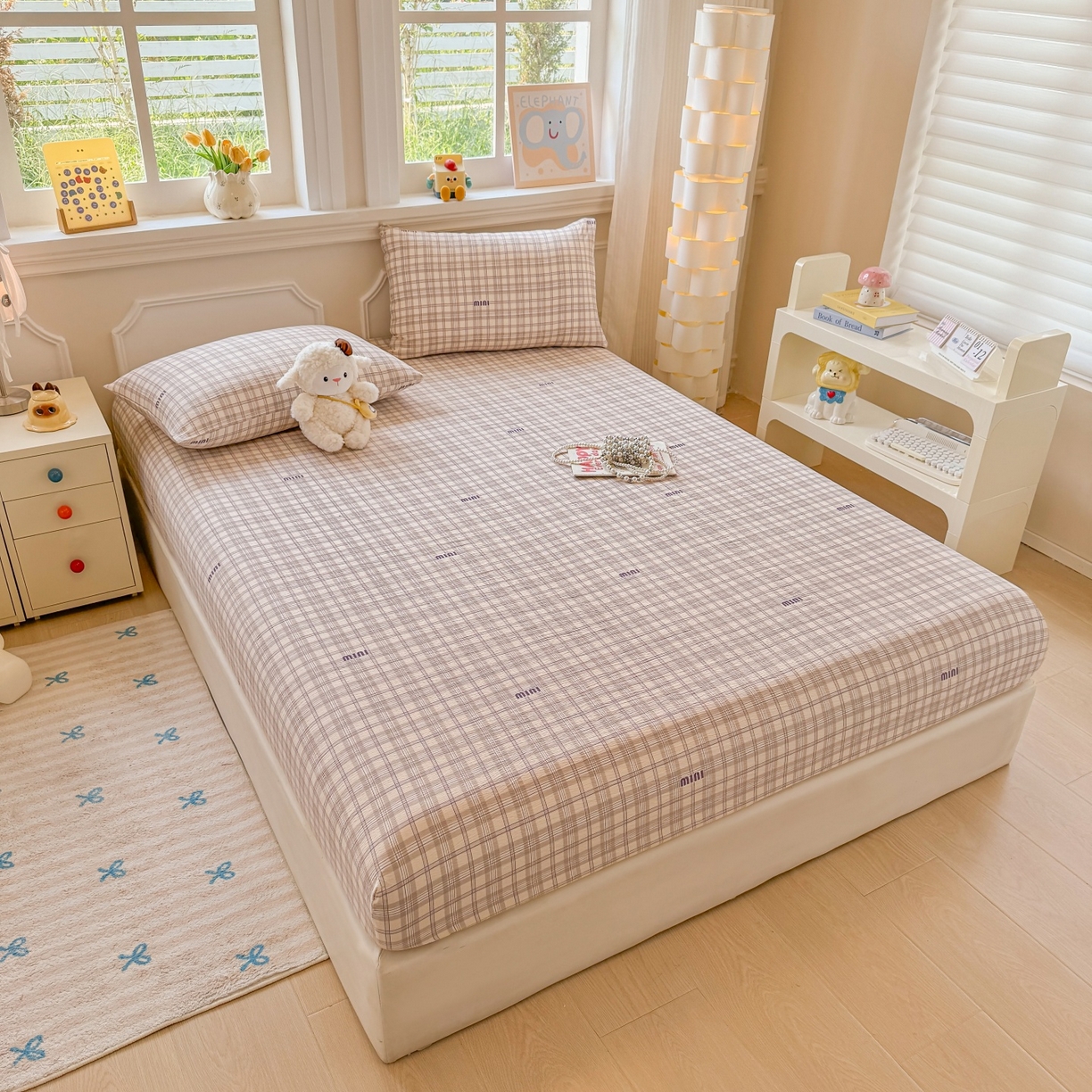 91家纺网 家纺一手货源 找家纺 汣沐生活 2025新款A类木棉双层纱印花床笠 嘉柏丽尔梦境