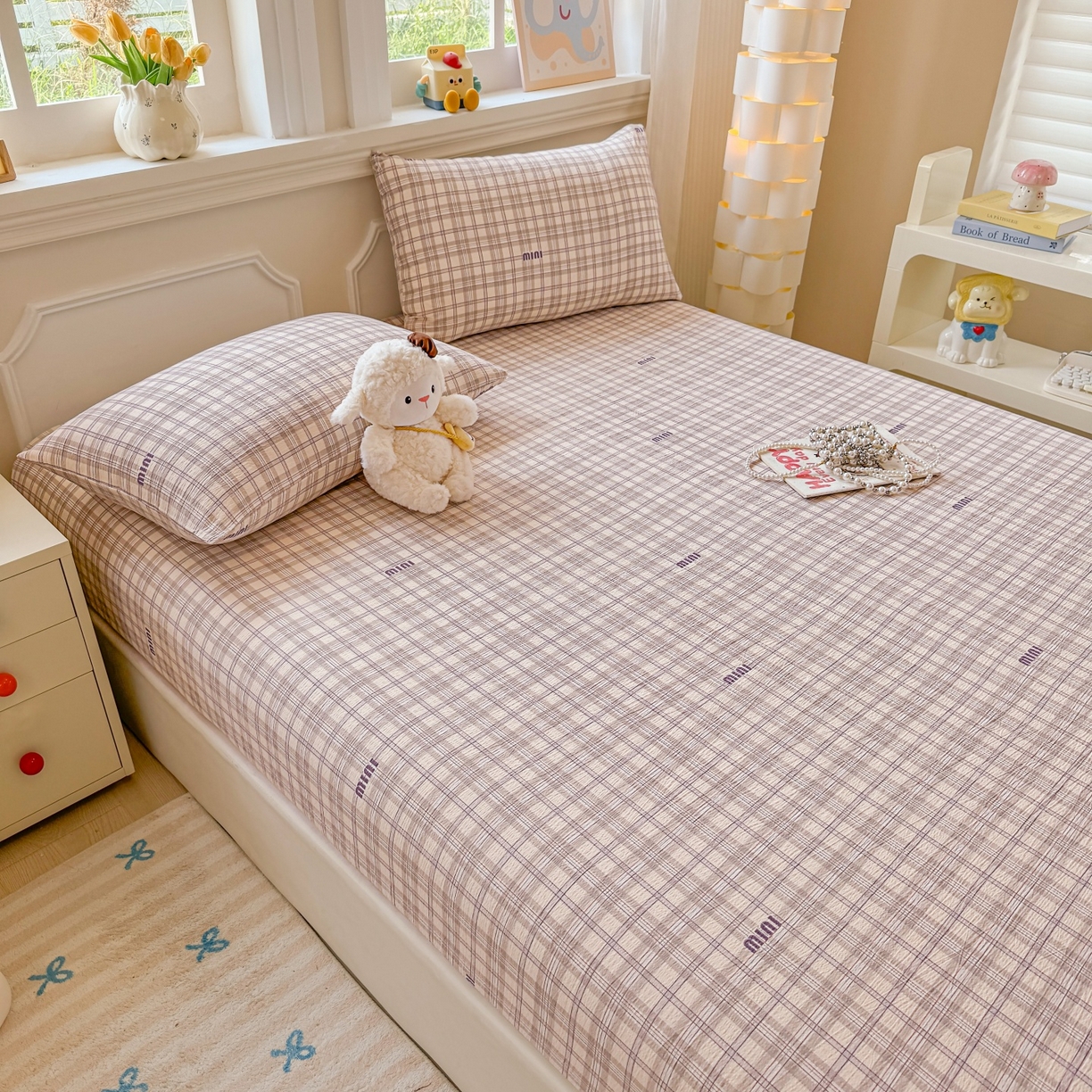 91家纺网 家纺一手货源 找家纺 汣沐生活 2025新款A类木棉双层纱印花床笠 嘉柏丽尔梦境