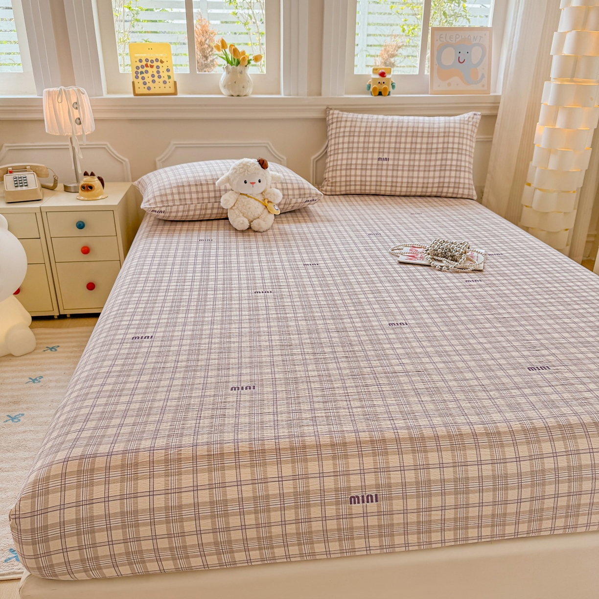 91家纺网 家纺一手货源 找家纺 汣沐生活 2025新款A类木棉双层纱印花床笠 嘉柏丽尔梦境