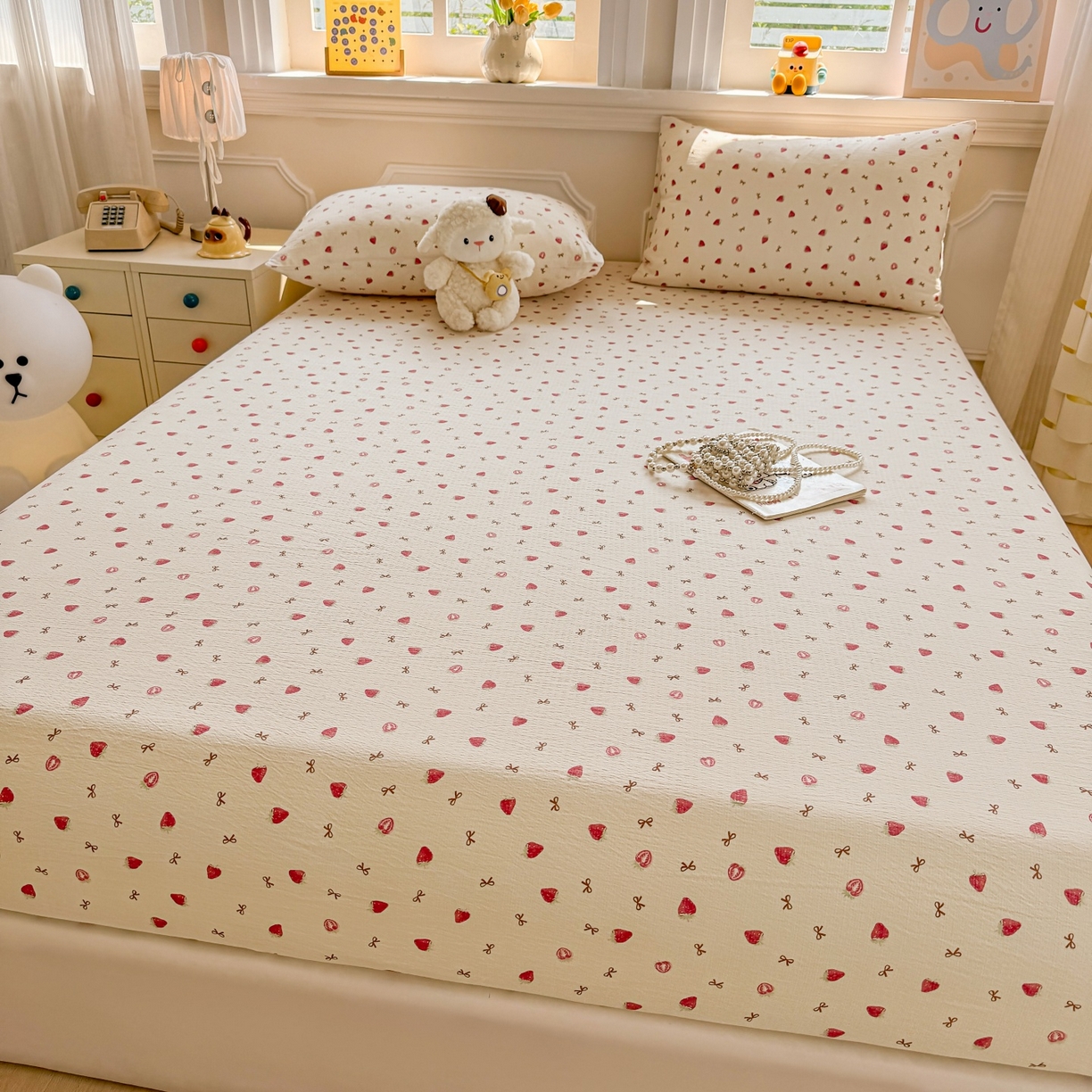 91家纺网 家纺一手货源 找家纺 （总）汣沐生活 2025新款A类木棉双层纱印花床笠