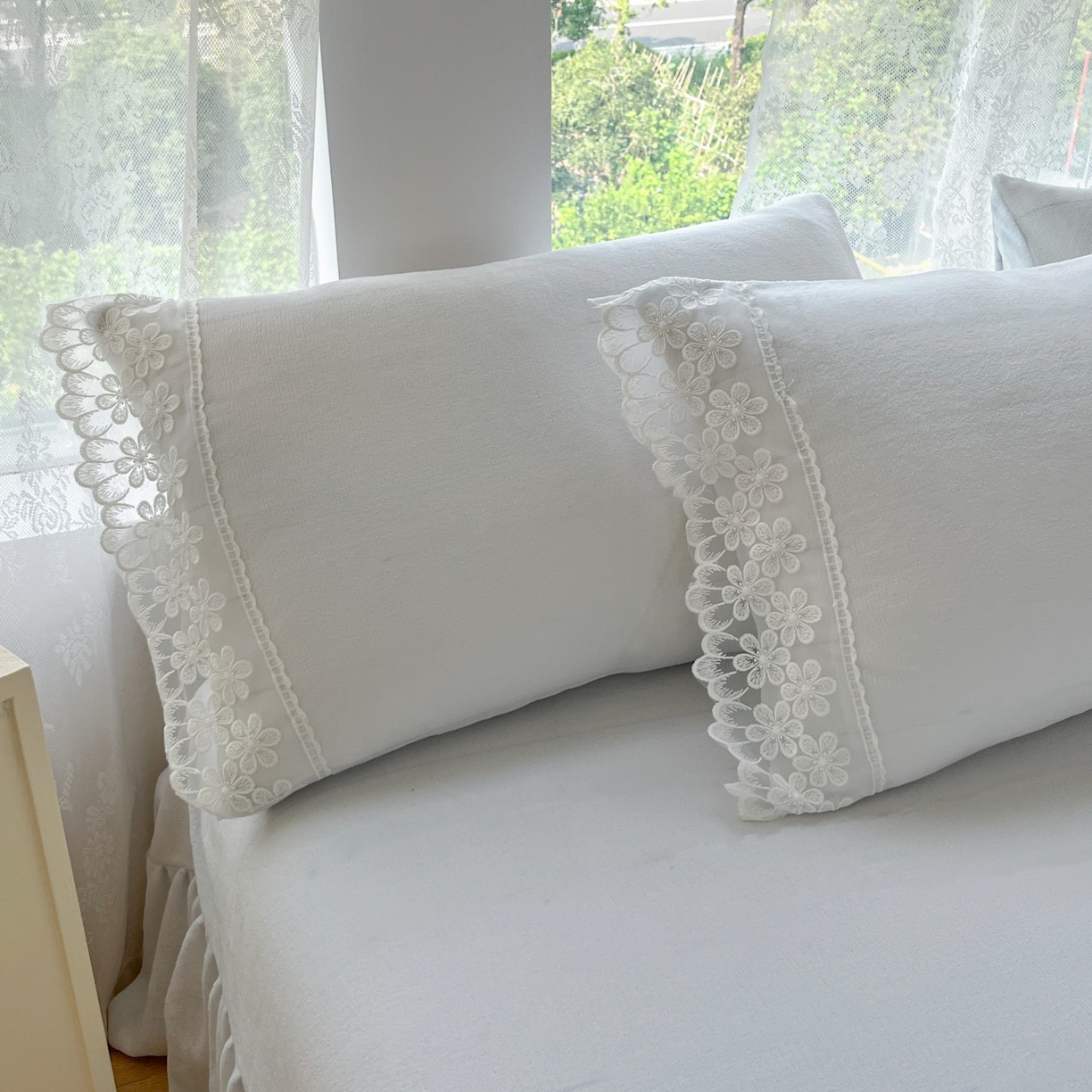 91家纺网 家纺一手货源 找家纺 汣沐生活 2025新款奶油风纯色牛奶绒花边四件套三件套 花边款-海盐芝士