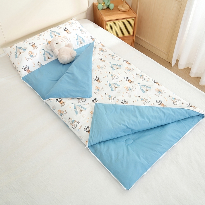 91家纺网 家纺一手货源 找家纺 （总）麦吻儿童家居 2025新款儿童全棉睡袋男孩女孩午托防踢被40支纯棉床品被子睡袋两用可机洗