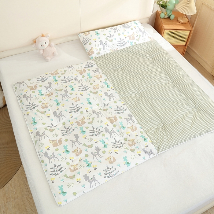 91家纺网 家纺一手货源 找家纺 麦吻儿童家居 2025新款儿童全棉睡袋男孩女孩午托防踢被40支纯棉床品被子睡袋两用可机洗 梦幻森林