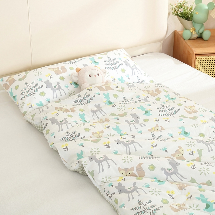 91家纺网 家纺一手货源 找家纺 麦吻儿童家居 2025新款儿童全棉睡袋男孩女孩午托防踢被40支纯棉床品被子睡袋两用可机洗 梦幻森林