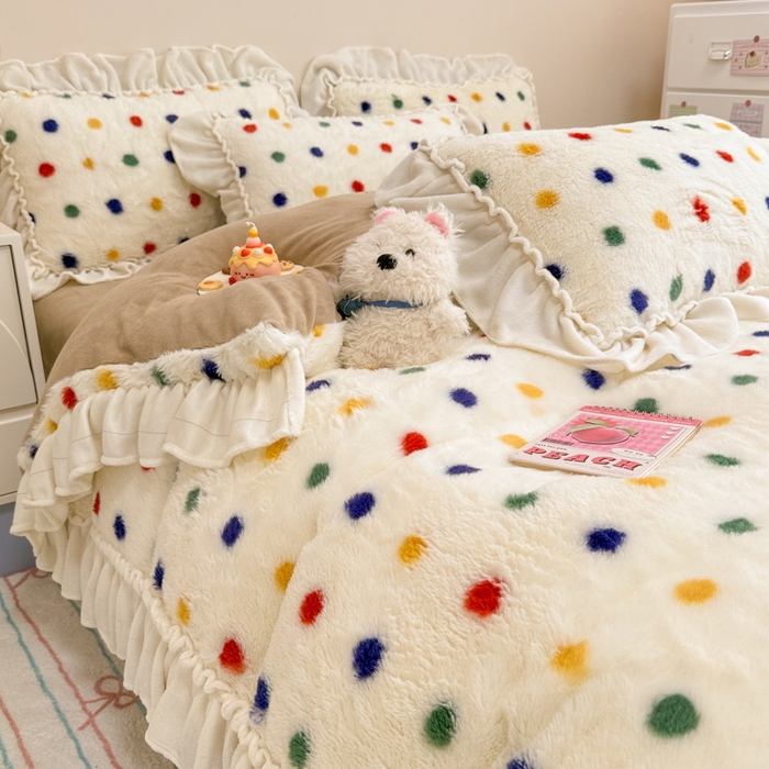 91家纺网 家纺一手货源 找家纺 （总）米莱家纺 2025新款兔毛绒花边牛奶绒四件套