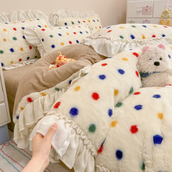 91家纺网 家纺一手货源 找家纺 （总）米莱家纺 2025新款兔毛绒花边牛奶绒四件套