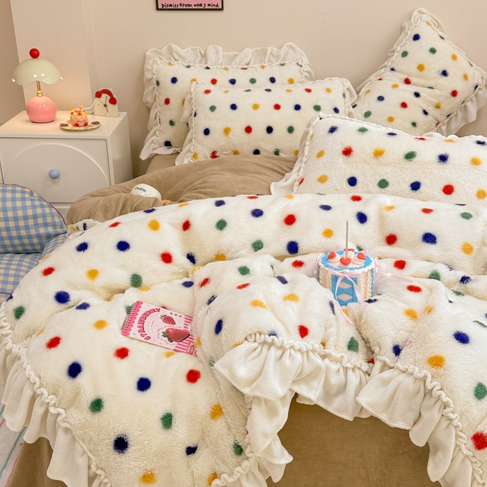 91家纺网 家纺一手货源 找家纺 （总）米莱家纺 2025新款兔毛绒花边牛奶绒四件套